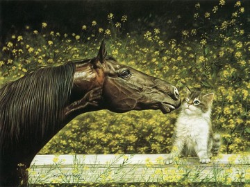 Pferd und Katze Ölgemälde
